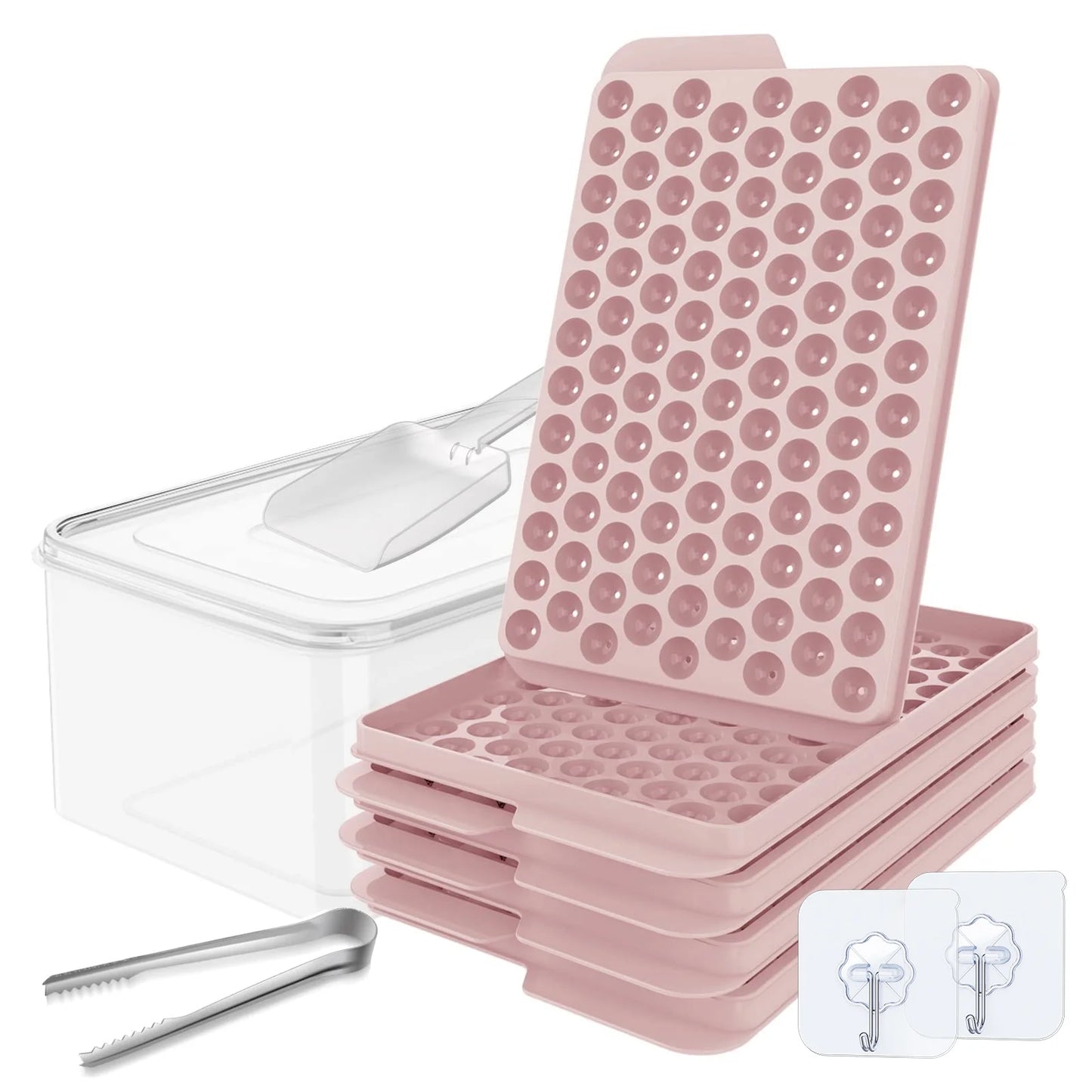 3Pack Mini Ice Cube Trays for Freezer (312 Ice Cube) Easy Release , Crushed Ice Tray for Cocktails Whiskey Bourbon Coffee Juice, Ice Trays & Ice Bin & Ice Scoop, Pink