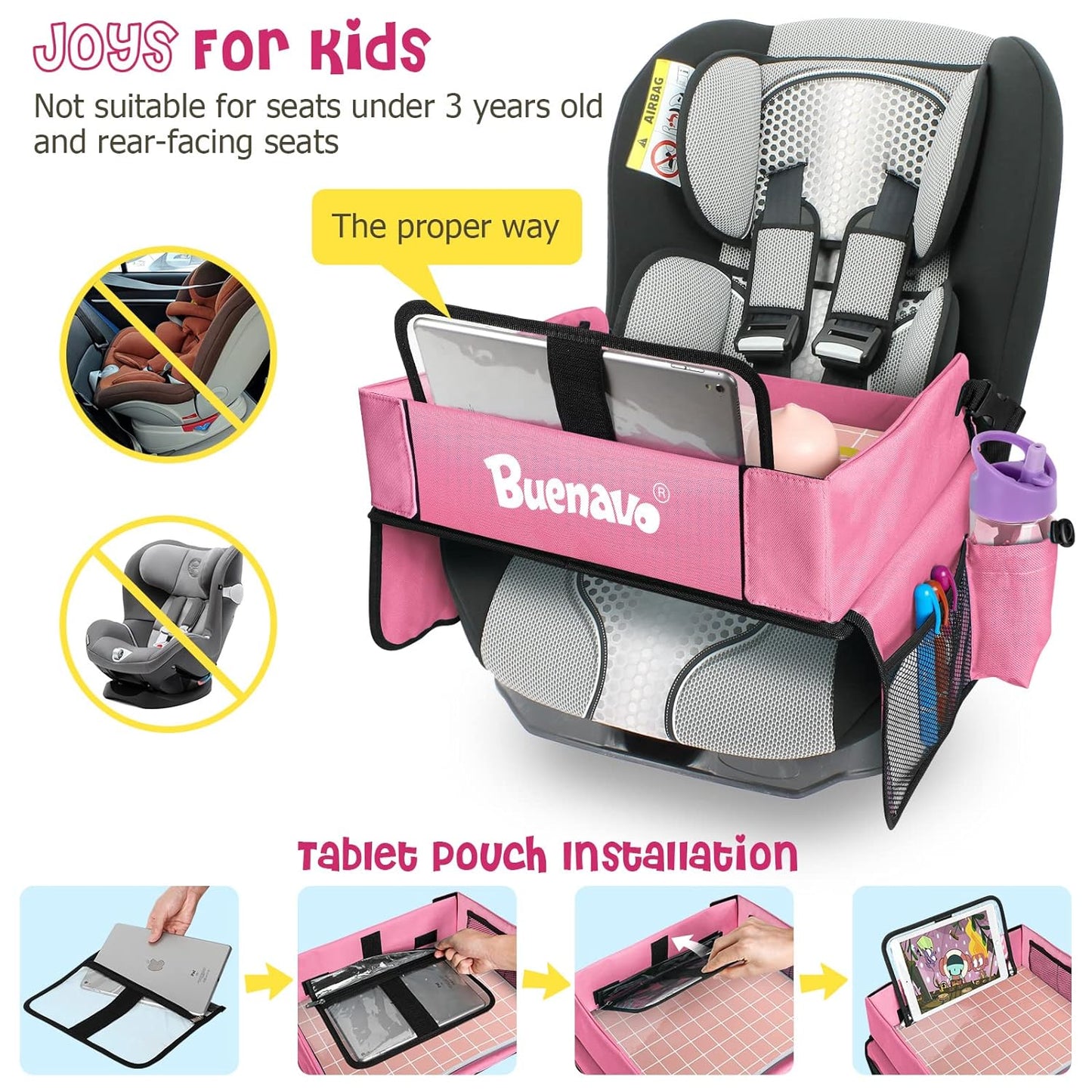 Car Seat Organizer - Kids Travel Tray 